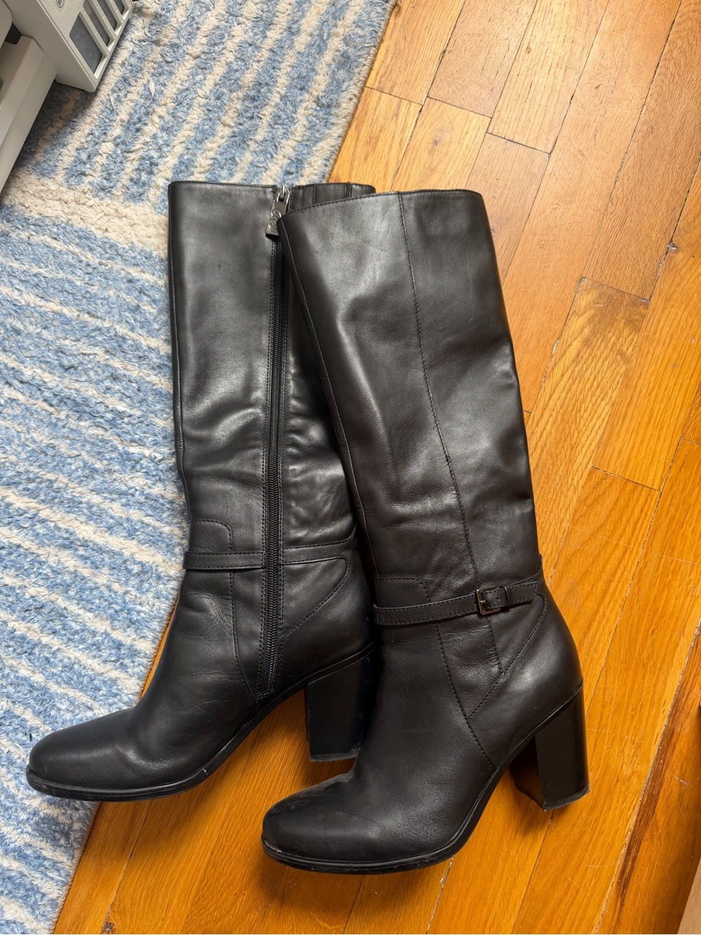 Naturalizer Black Knee-High Leather Boots Narrow Calf